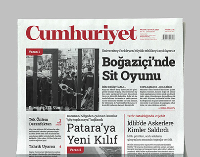 Newspaper Design / Cumhuriyet Gazetesi (school project)