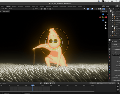 Flame Cartoon Character 3D Blender Animation