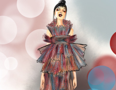 Ruffle Print Dress İPad Pro Illustrations