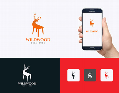 WildWood Furniture logo design. Chair with deer logo