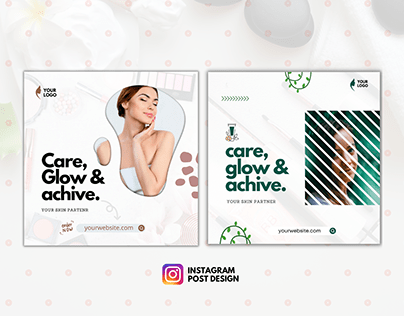 Canva Instagam Post template for skin care brand