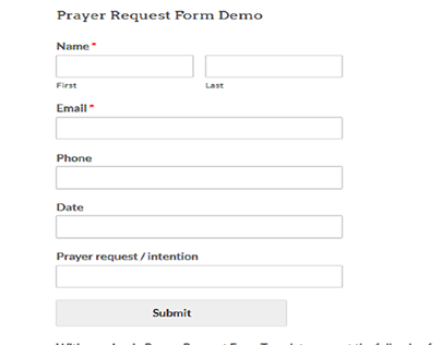 Prayer Request Form Demo