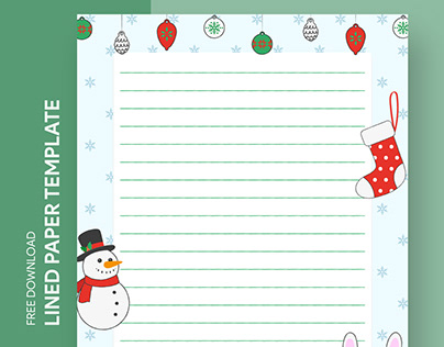 Free Christmas Holiday Lined Paper Template