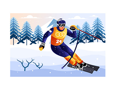 Alpine Skiing Sport Illustration