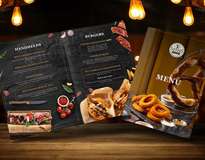Menu design concept for Taffer’s Tavern Restaurant