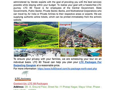 LTC Packages For Darjeeling Gangtok