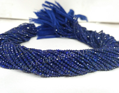 Blue Lapis Lazuli Faceted Rondelle Gemstone Beads