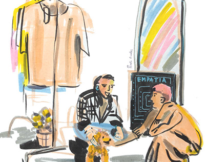 Reportage sketching from Lambada market, 2020