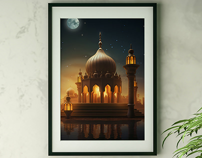 Set of Ramadan Background-Picture Frame, wall art