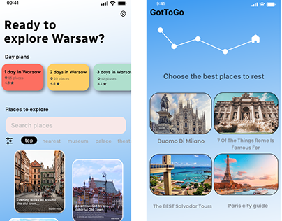 UI/UX design, travel guide app design
