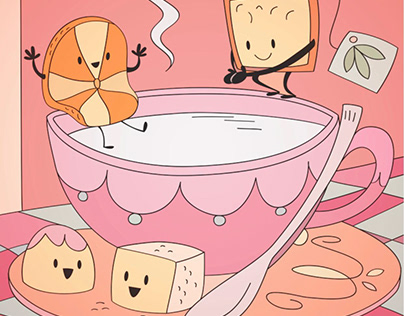 Cup of tea with sugar illustrator