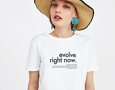 Printed T-shirt EVOLVE RIGHT NOW - ZARA WOMAN