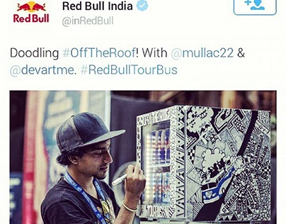 Doodling for Red Bull Tour Bus on their Canvas Cooler.
