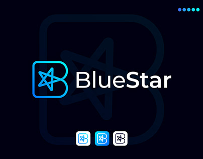 bluestar, (Letter b+star) Modern Logo Design Concept