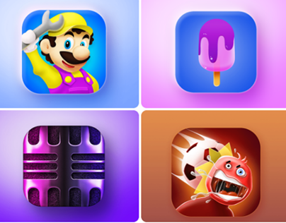 Marketing design. Mobile games and apps icons.
