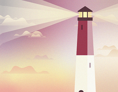 Lighthouse in the sea | Landscape Illustration