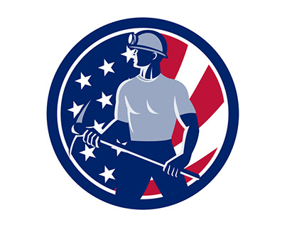 American Coal Miner USA Flag Icon