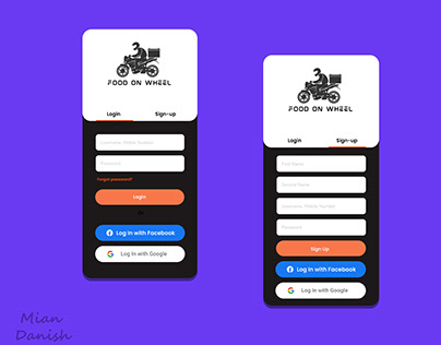 Login and SignUp Design for Food Delievery App
