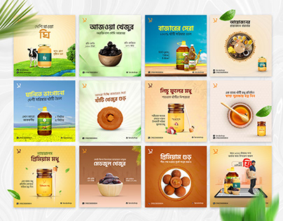 Organic food items social media post design banner