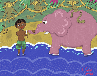 Boy and elephant