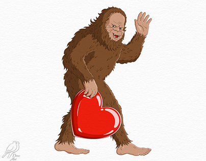 Bigfoot Valentine's Day T-shirt Print Design