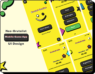 Neo-Brutalist UI Design | Quiz Game Mobile App