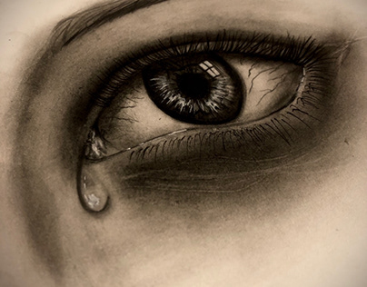 Realistic sad eye drawing