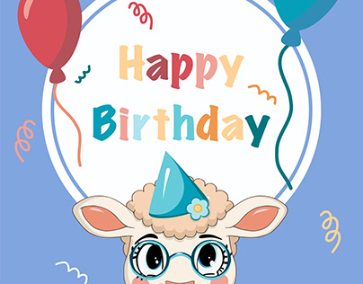 Happy Birthday Card with Adorable Sheep