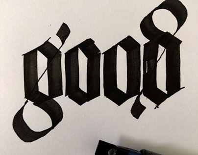 Lettering ambigram black letter logo