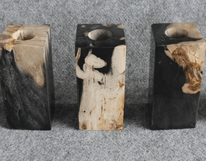 Petrified Wood Candle Holder