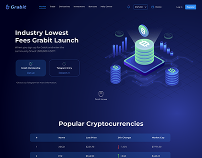 Grabit - Crypto Wallet Redesign Landing page
