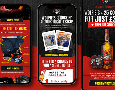 Email Campaigns & Product Graphics for Wolfie's Whisky