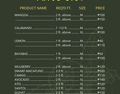 Price list for Business
