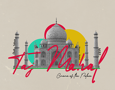Taj Mahal vintage post design free PSD