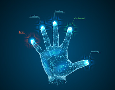 Scanning fingerprints of virtual hands