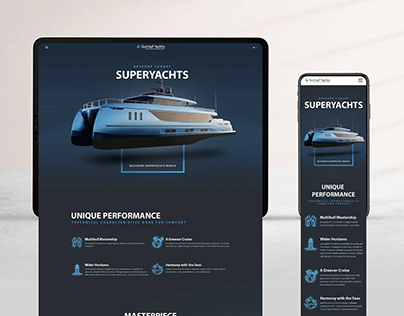 Superyachts page design + Illustrations