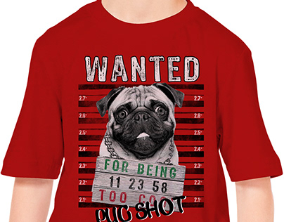 WANTED PUG DOGS GRAPHIC TEES