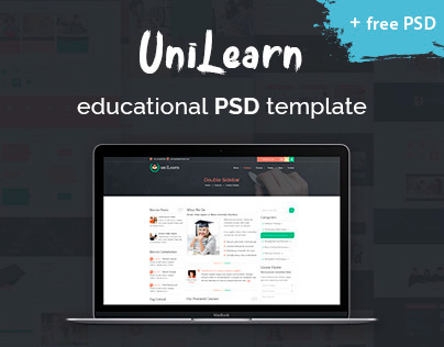 Unilearn - educational PSD template + free PSD