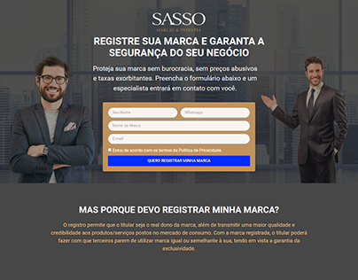 Landing Page - Sasso Marcas e Patentes | EAV Mídia