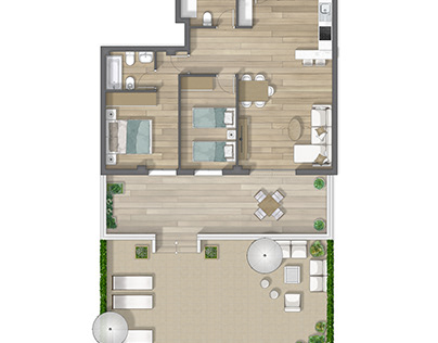 Floor plan 2D rendering in Sevilla