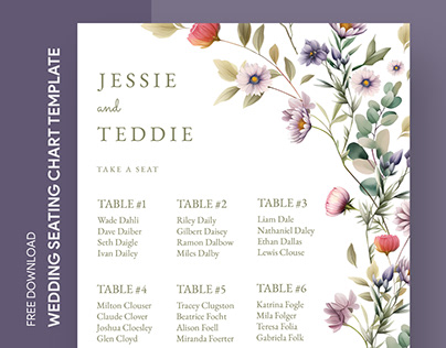 Free Spring Wedding Seating Chart Template