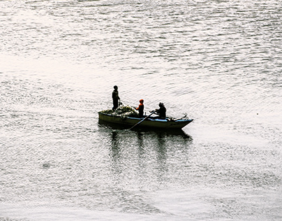 Fishermen at El Temsah Lake, Ismailia, Egypt