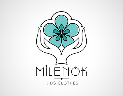 Kids clothes shop business logotype icon floral style