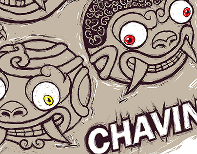 Ilustración de cabezas clavas de la cultura Chavin