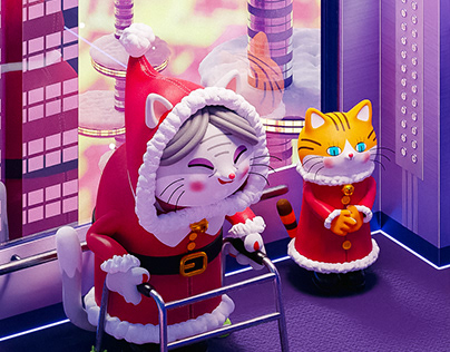 Santa Duo at Cat Tower