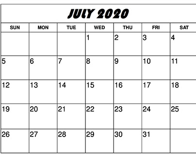 free july 2020 calendar