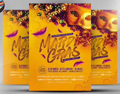 Mardi Gras After Party Flyer Template