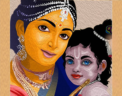 Digital painting Yashodha & Krishna