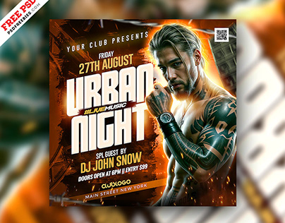 Free PSD | Urban Night Music Party Post PSD Template