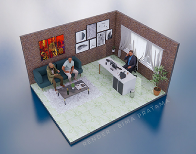 3D Isometric Design of Private Office
